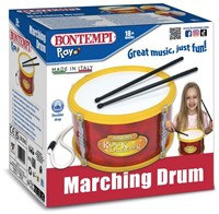Bontempi toy drum red with shoulder strap and drumsticks - musical instrument for kids