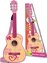 Bontempi wooden kids guitar pink 75 cm with shoulder strap music toy