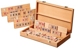 Philos Rummy wooden game in luxury wooden case - family game