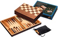Philos chess and backgammon set wooden case 32 mm field king height 65 mm