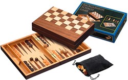 Philos chess and backgammon set wooden case 32 mm field king height 65 mm