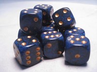 Chessex Cobalt Speckled D6 16mm Dice Set (12 pieces)
