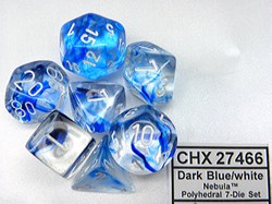 Chessex dice Nebula dark blue-white polydice set 7 pieces RPG games