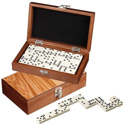 Philos Domino Game - Double 6 - Olive Wood - Wooden Classic