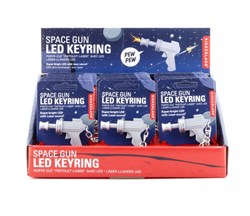 Kikkerland Space Gun keychain with LED light - toy gadget