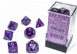Chessex Borealis Polyhedral Royal Purple/gold Luminary Dice Set (7 pieces)