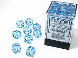 Chessex Borealis D6 12mm Icicle/light blue Luminary Dice Set (36 pieces)