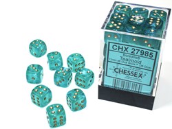 Chessex Borealis D6 12mm Teal/gold Luminous Dice Set (36 pieces)