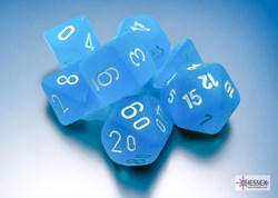 Chessex dice Frosted mini polyhedral Caribbean Blue white set 7 pieces