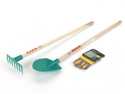 Klein Bosch toy garden set 3-piece - shovel, rake and gloves - green