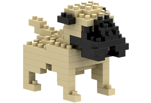 Brixies building set pug - nano blocks dog 73 pieces gift