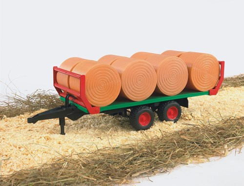 Bruder bale transporter toy trailer with 8 straw bales 1:16 green-2