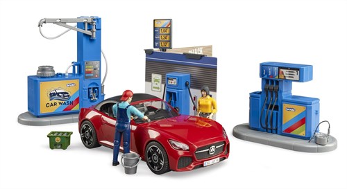 Bruder bworld petrol station toy with car wash and car - 62111-2