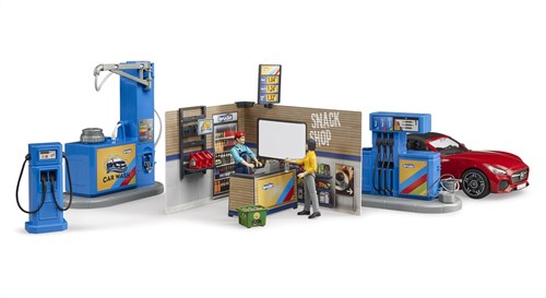 Bruder bworld petrol station toy with car wash and car - 62111