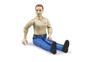 Bruder play figure woman fair skin blue trousers 10.7cm toy-2
