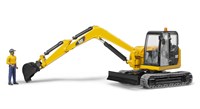 Bruder Cat mini excavator with construction figure - toy digger-2