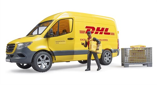 Bruder Mercedes Benz Sprinter DHL toy van with driver and parcels-2