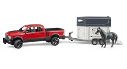 Bruder Dodge RAM toy car with horse trailer - 1:16 scale