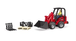 Bruder Schaffer Compact wheel loader toy with accessories and figure