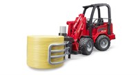 Bruder compact loader 2630 toy tractor with bale grabber and hay bale-2