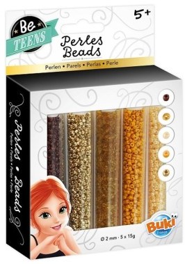 Buki beads set tubes gold brown - creative pearls for kids
