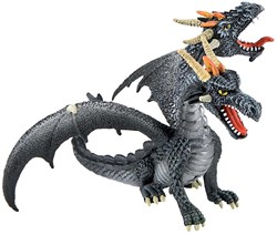 Bullyland dragon action figure double-headed black fantasy toy