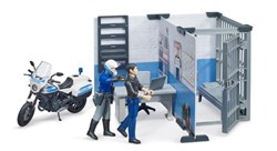 Bruder police toy set bworld police station with motorcycle