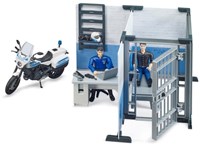 Bruder police toy set bworld police station with motorcycle-3