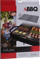 BBQ grill plate stainless steel 2-piece 46x30cm barbecue accessory