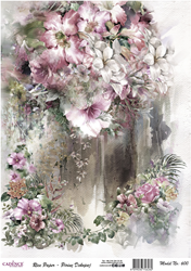 Cadence decoupage rice paper flower vase watercolor 30x42 cm pink