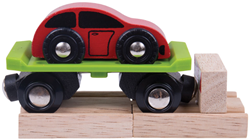BigJigs train wagon car transporter with car - wooden toy