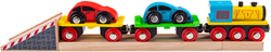 BigJigs wooden car transporter train - toy train with cars