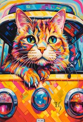Castorland puzzle Cat Bus Travel - 1000 pieces jigsaw puzzle