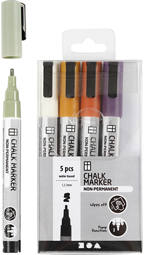 Creativ Company CC Chalk Markers Set 1,2-3 mm Pastel Kleuren 5 stuks