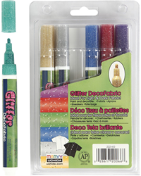 Creativ Company glitter fabric marker set 6 pieces - textile pens