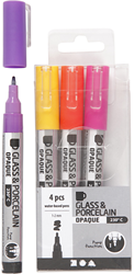Creativ Company CC Glas- en Porseleinstift Dekkend Set Secundair 4 stuks