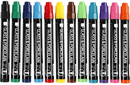 Creativ Company CC Glas- en Porseleinstift Zonder Pomppunt Set 12 stuks