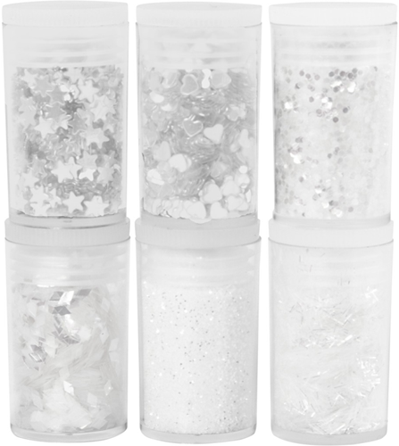 Creativ Company glitter and sequin set white 6x5 gr craft kit