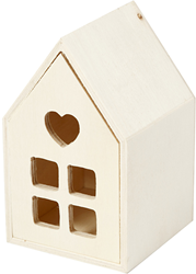 Creativ Company wooden house decoration with drawer and LED option 6.8x6.8x10.8 cm