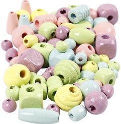 Creativ Company CC Houten Kralen 10-15 mm Pastel 175 gr