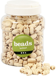 Creativ Company CC Houten Kralen Mix 5-28 mm Naturel 200 stuks