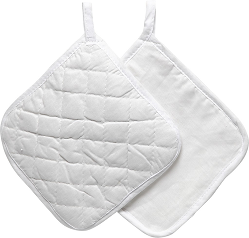Creativ Company cotton pot holders white 20x20 cm set of 2 kitchen accessory
