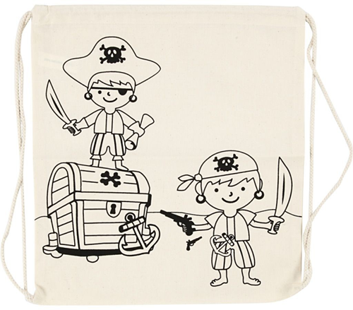 Creativ Company cotton gym bag pirates - color your own backpack