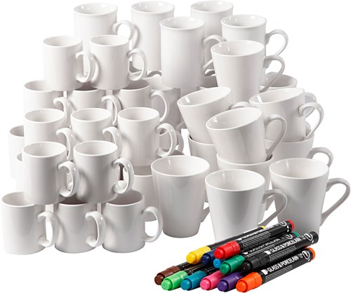 Creativ Company CC Materialenset Porseleinen Mokken Beschilderen met Glas- en Porseleinstiften
