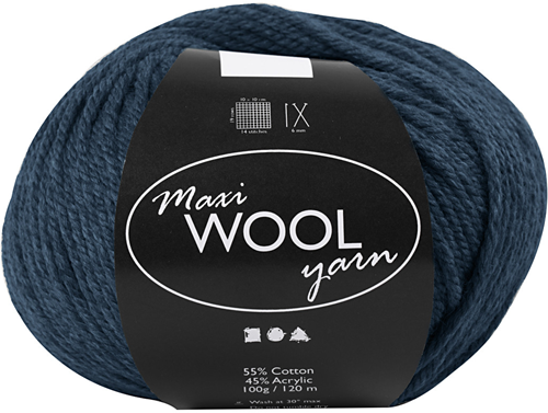 Creativ Company blue wool yarn - Maxi ball 100g for knitting and crochet