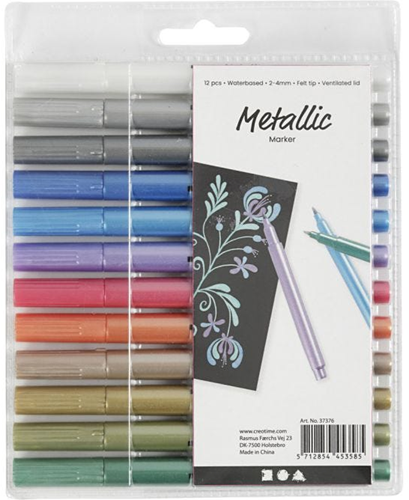 Creativ Company Metallic marker felt tip pens 12 metallic colours set