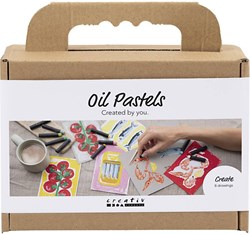 Creativ Company hobby set oil pastels seafood grey white paper drawing