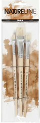 Creativ Company flat paint brush set - hog bristle, wooden handle, 3 pcs