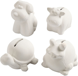 Creativ Company money box animals terracotta white 10 cm 4 pcs decoration