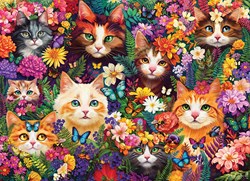 Cobble Hill jigsaw puzzle Blooming Whiskers - 1000 piece cat puzzle